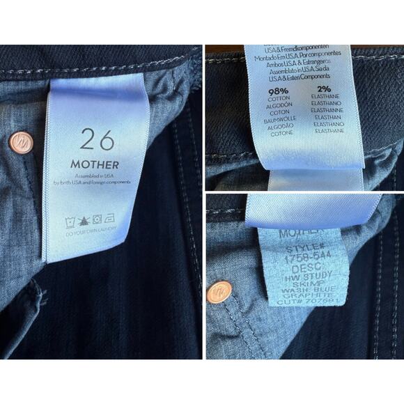MOTHER Study Skimp High Rise Cropped Straight Leg Jeans Blue Graphite Black 26 - Picture 12 of 12